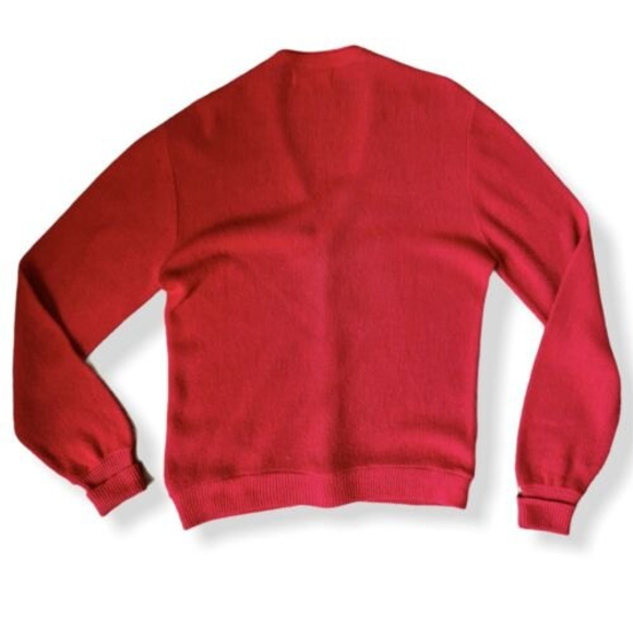Jersild 60s Or 70S Vintage Red Acrylic Cardigan Sweater Medium Mister Rogers - Picture 2 of 12
